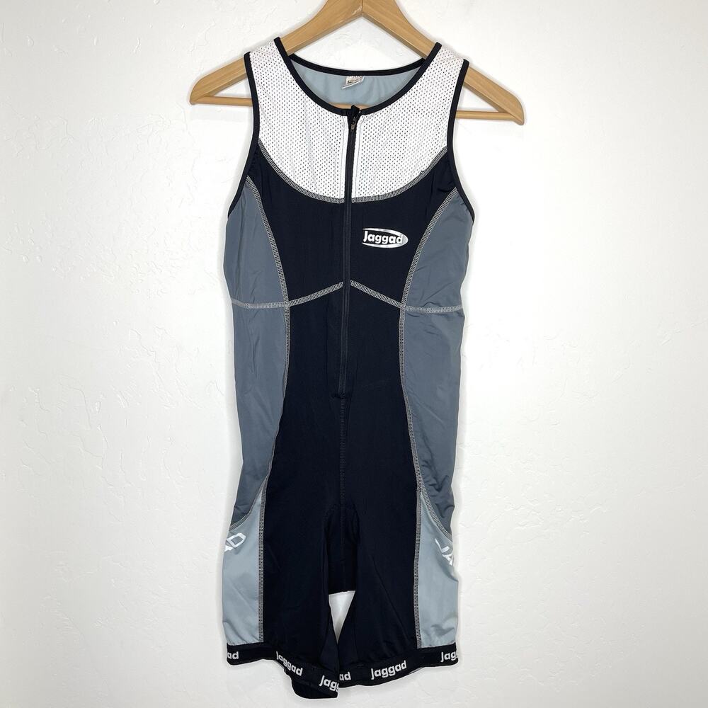 Jagged Australia Tri Suit Womens Large Gray Black Triathlon Pockets